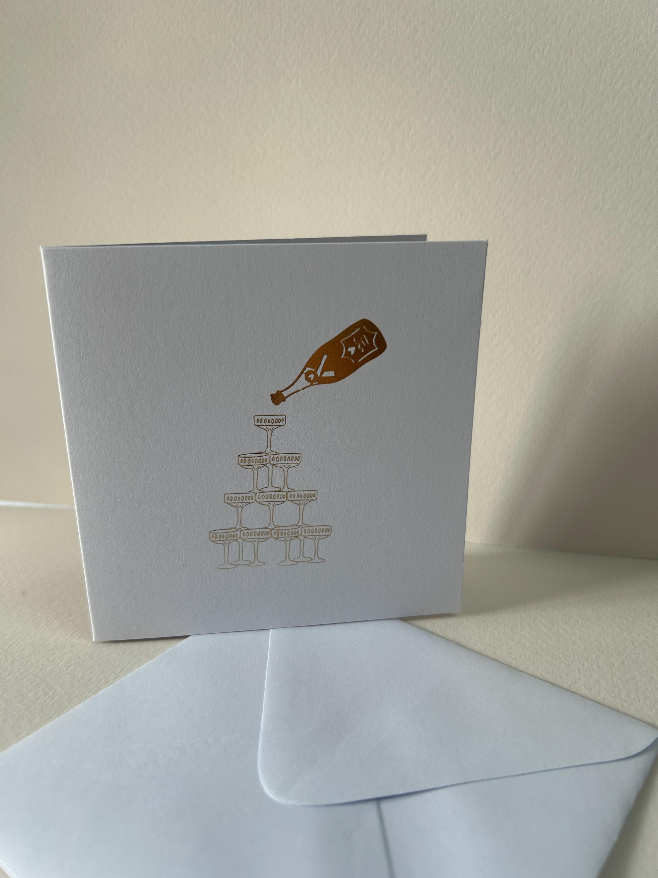 Champagne Tower Gold Foil Card