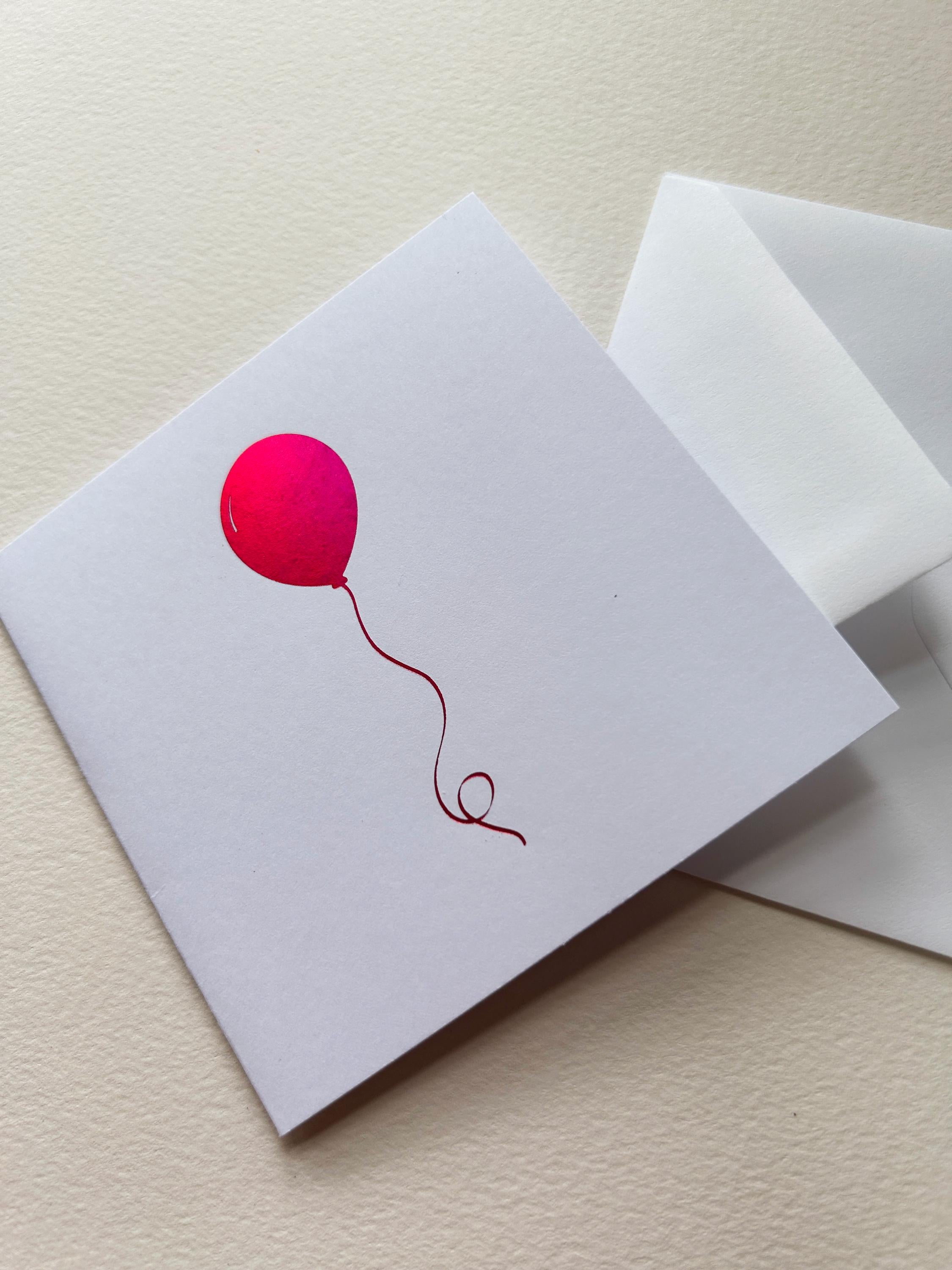 Vibrant Pink Holographic Foil Balloon Card