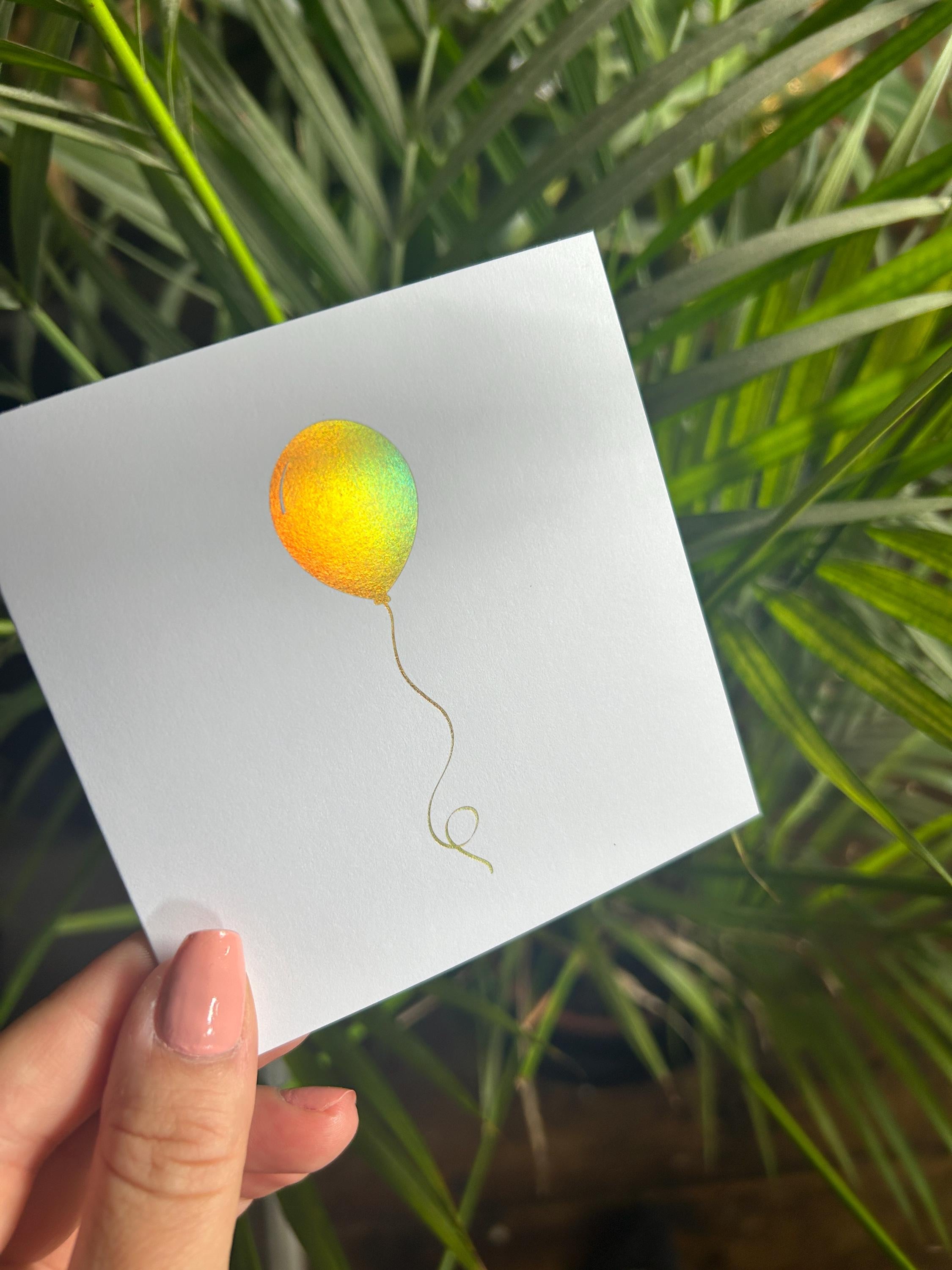 Holographic Gold Foil Balloon Card