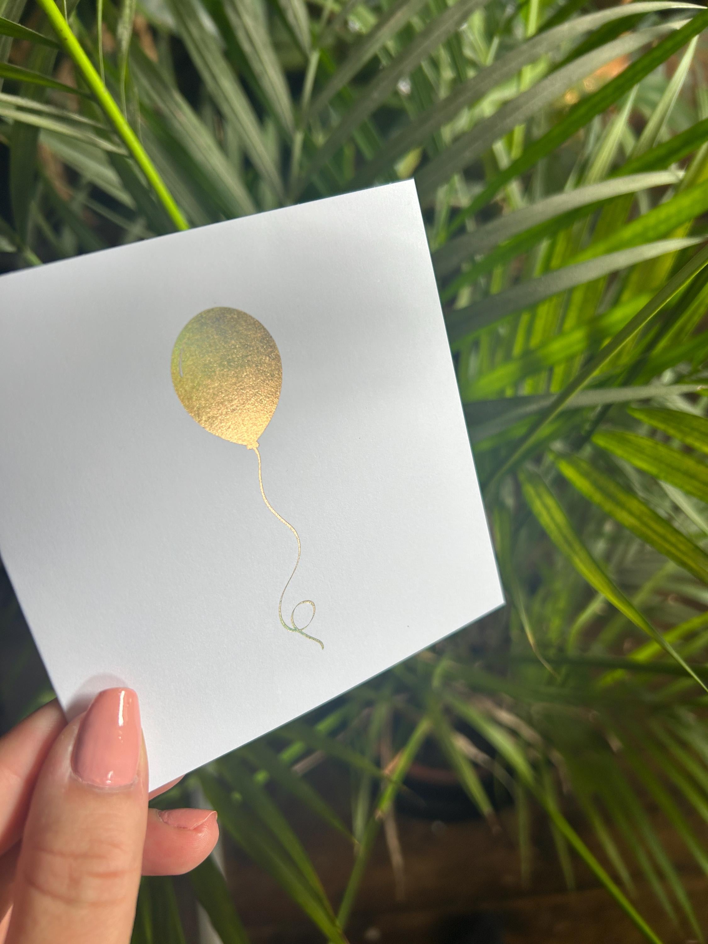 Holographic Gold Foil Balloon Card