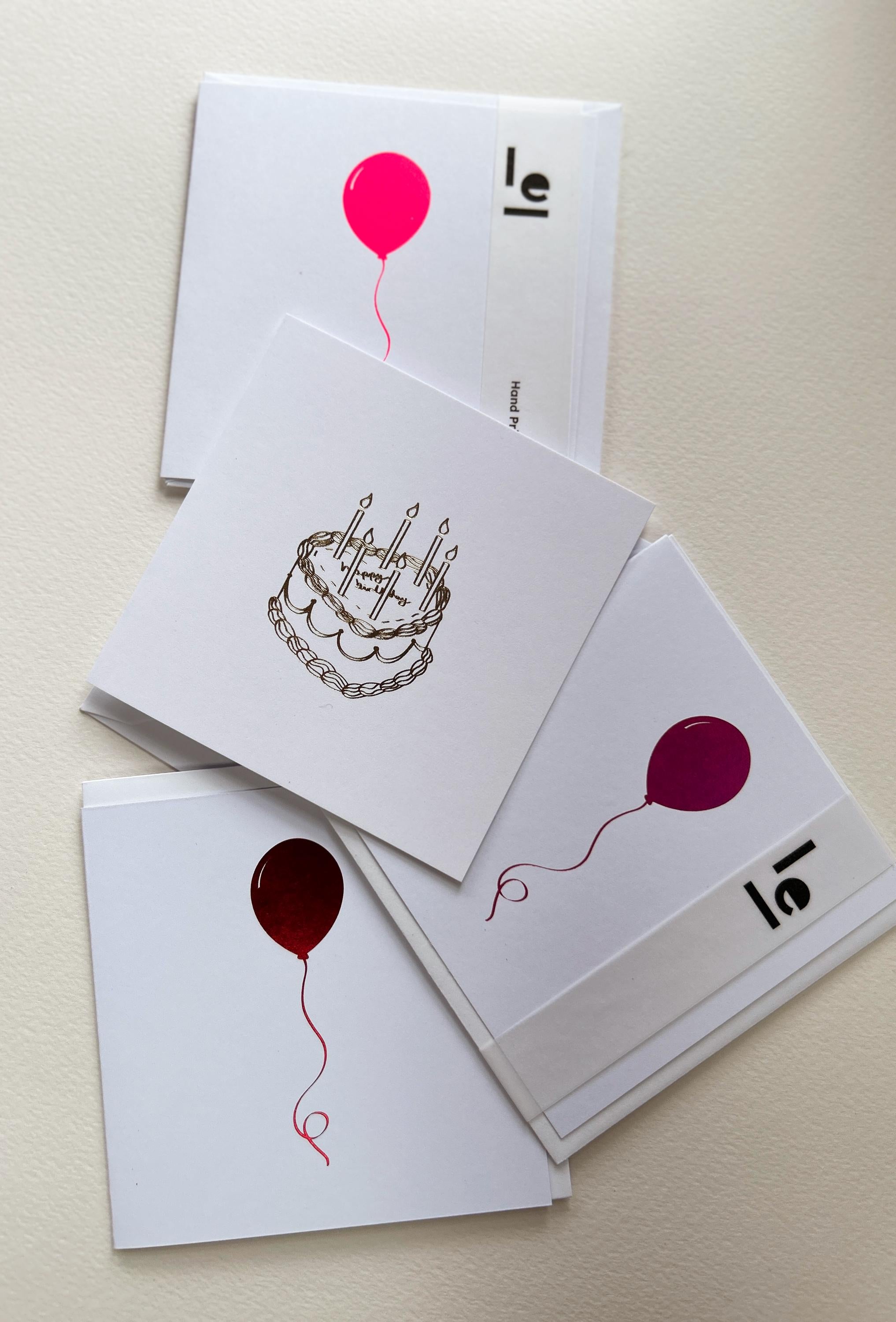 Hand Illustrated Heart 'Happy Birthday' Cake Gold Foil Card
