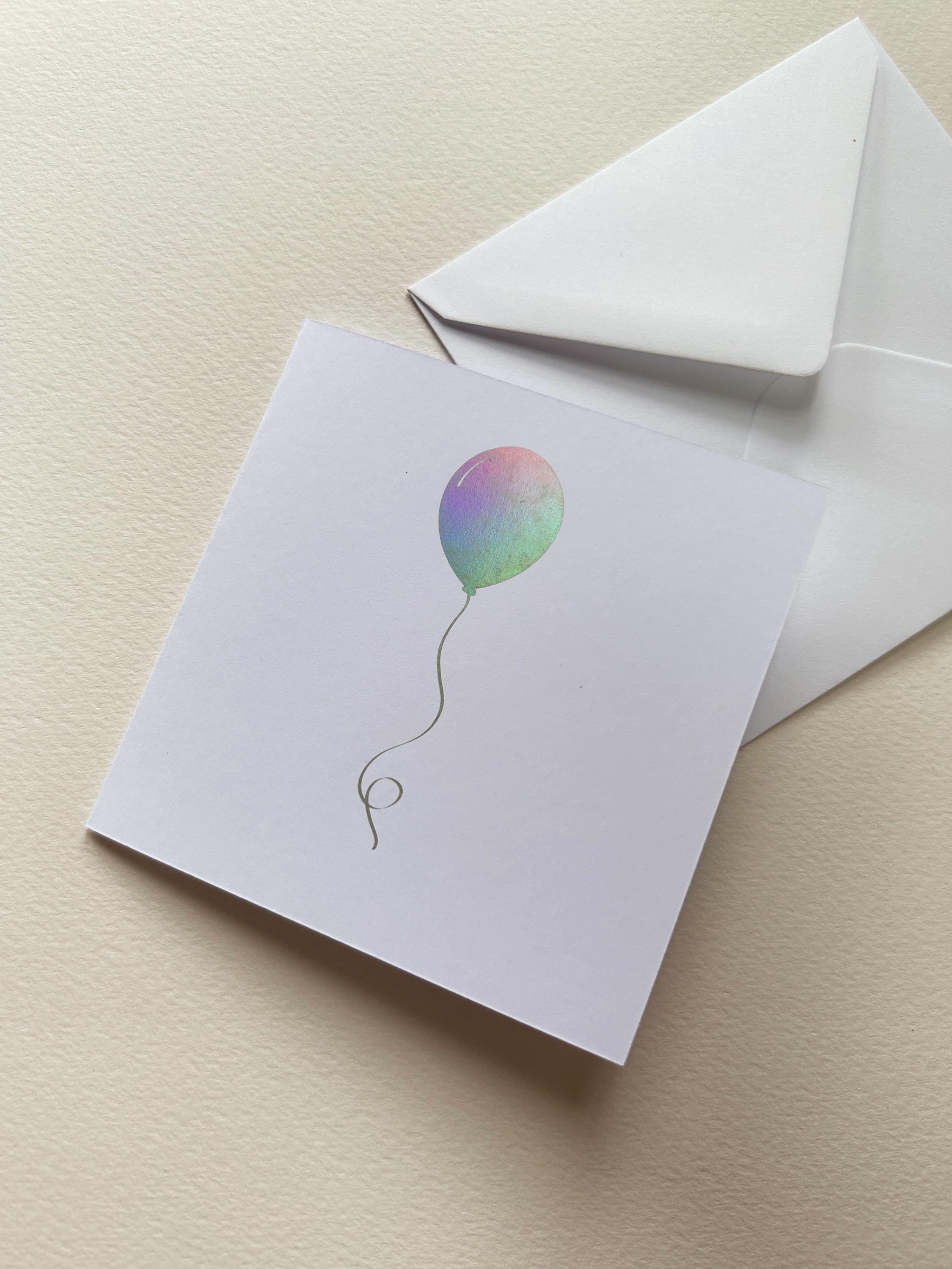 Holographic Pride Rainbow Balloon Card