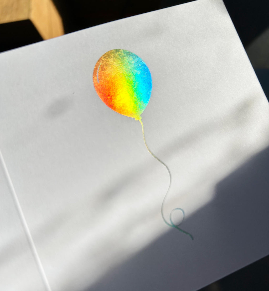 Holographic Pride Rainbow Balloon Card