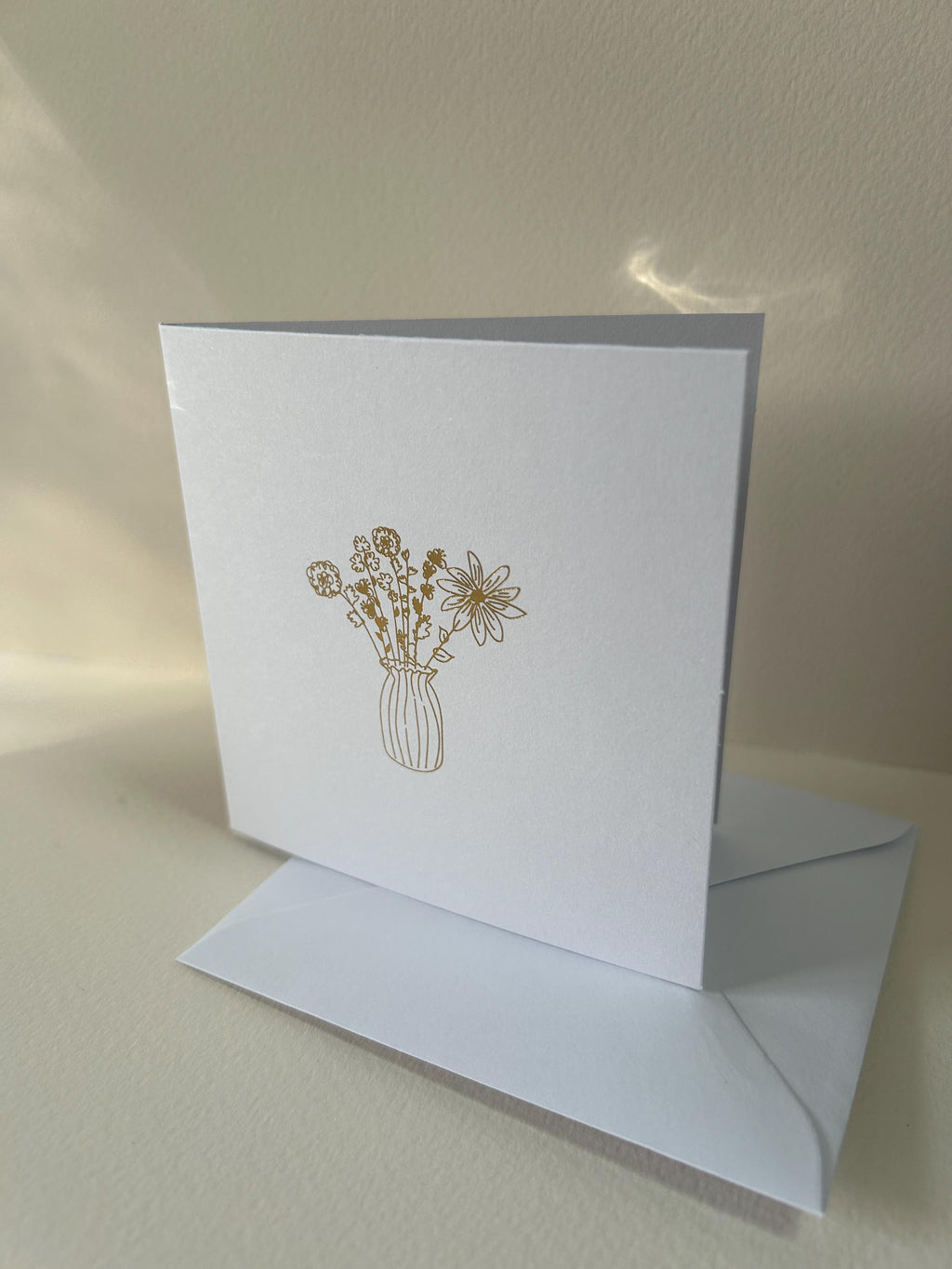 Gold Foil Flowers in Vase Card