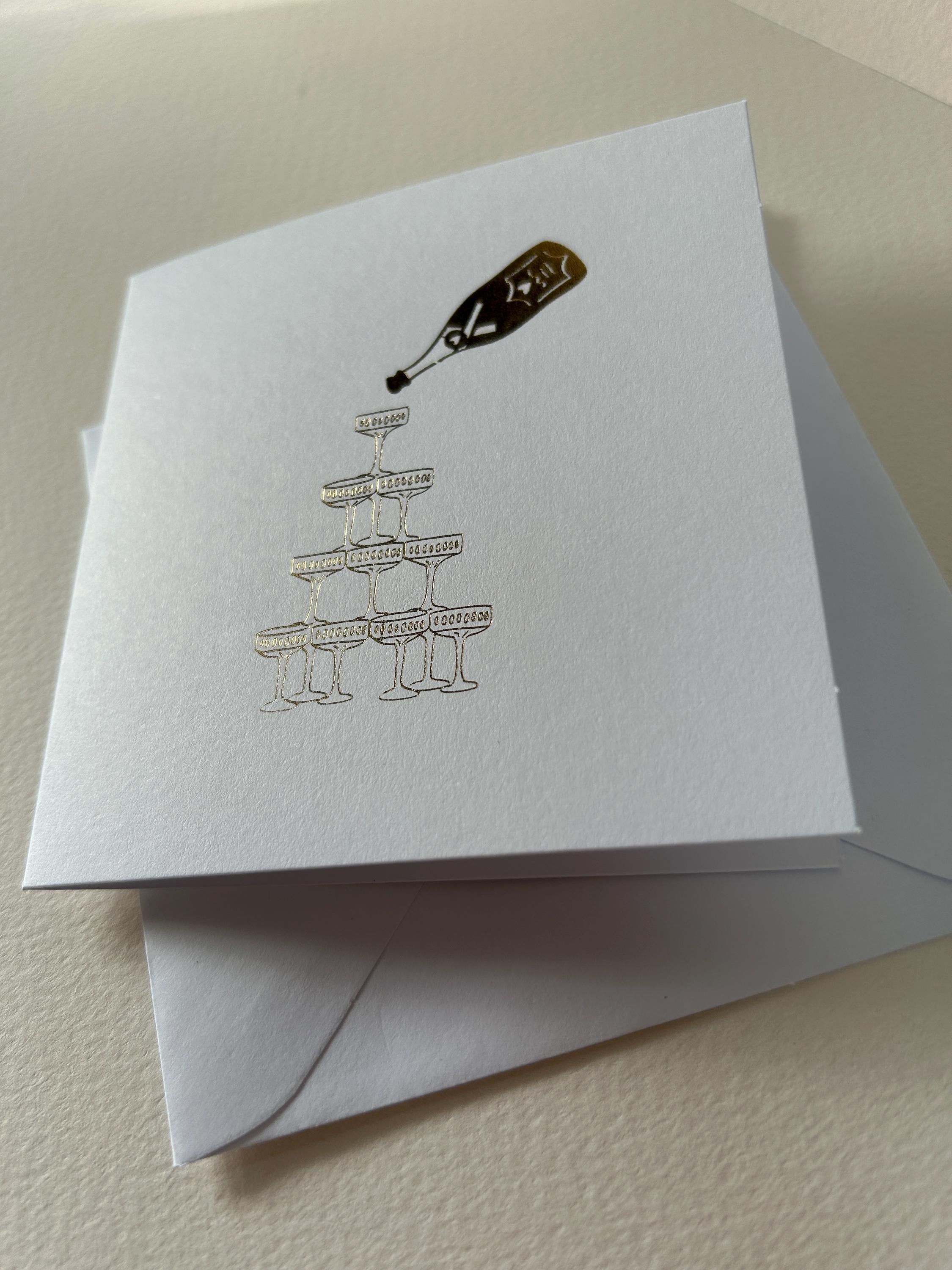 Champagne Tower Gold Foil Card