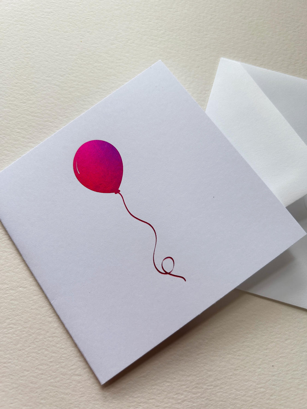 Vibrant Pink Holographic Foil Balloon Card