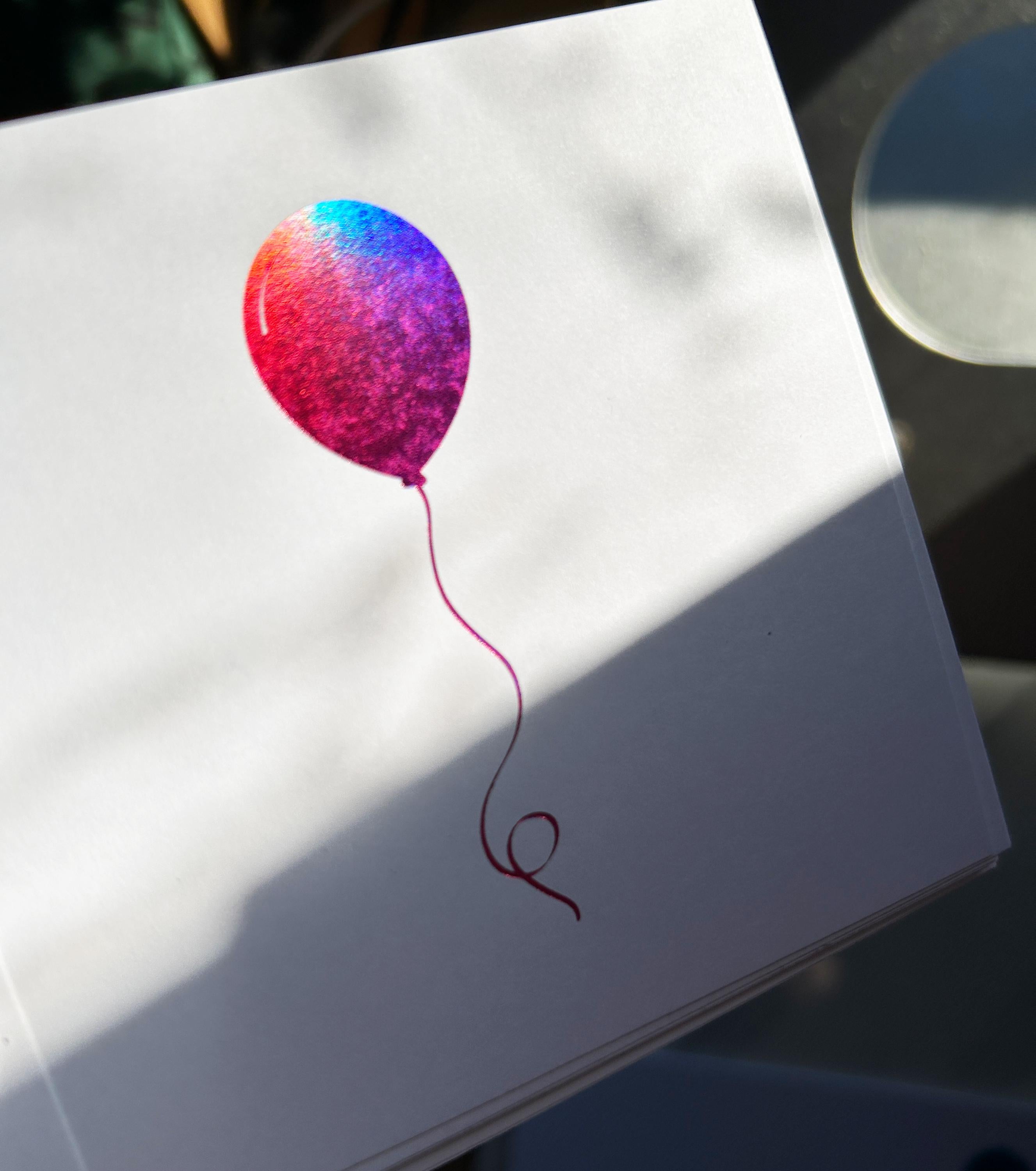 Vibrant Pink Holographic Foil Balloon Card