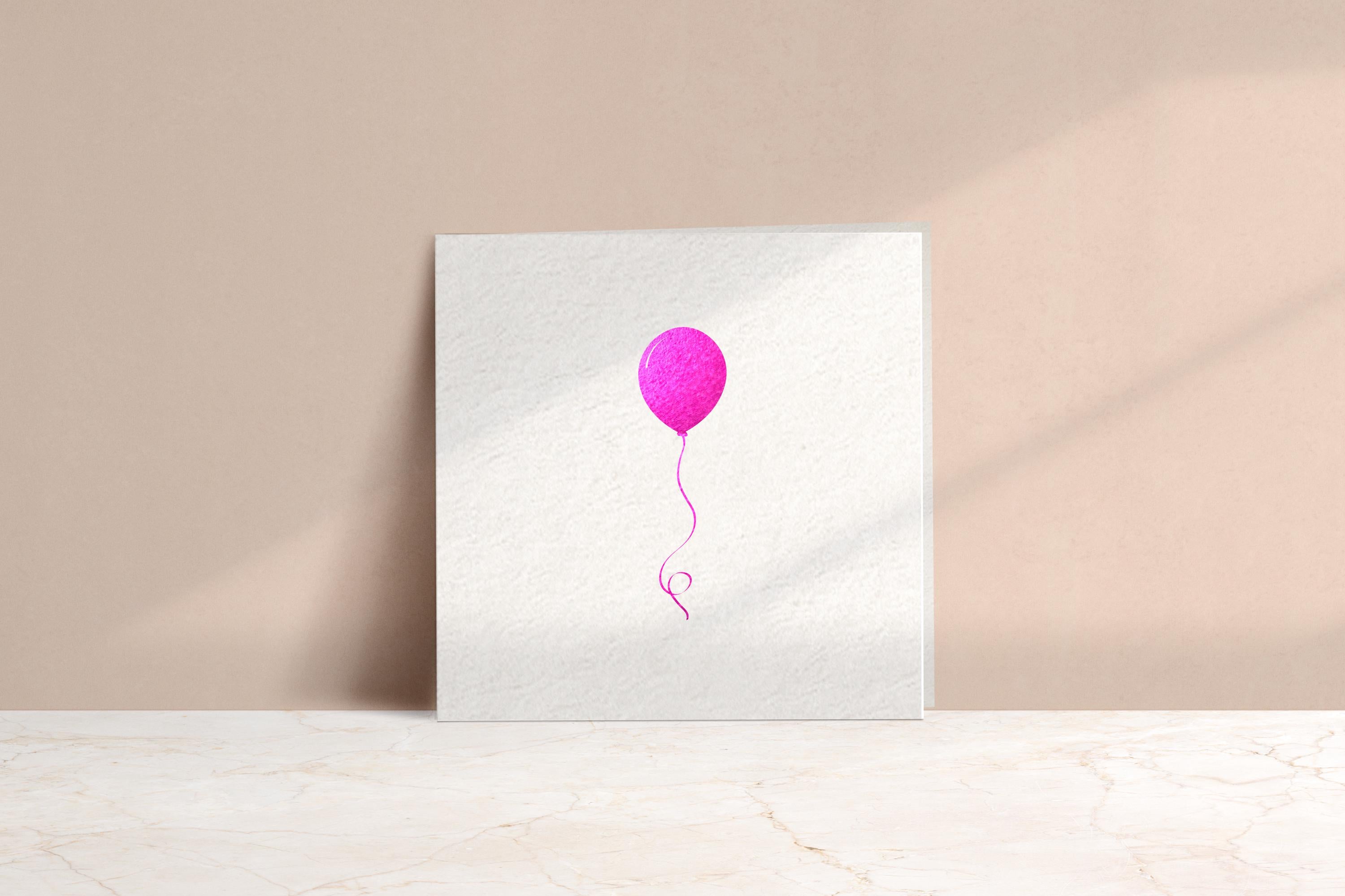 Vibrant Purple Foil Printed Balloon Card