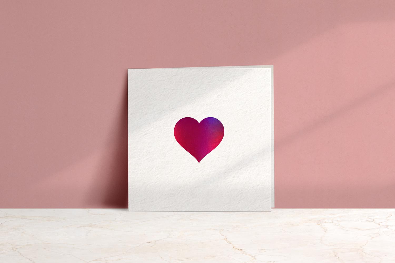 Vibrant Heart Card with Pink Holographic Foil Card