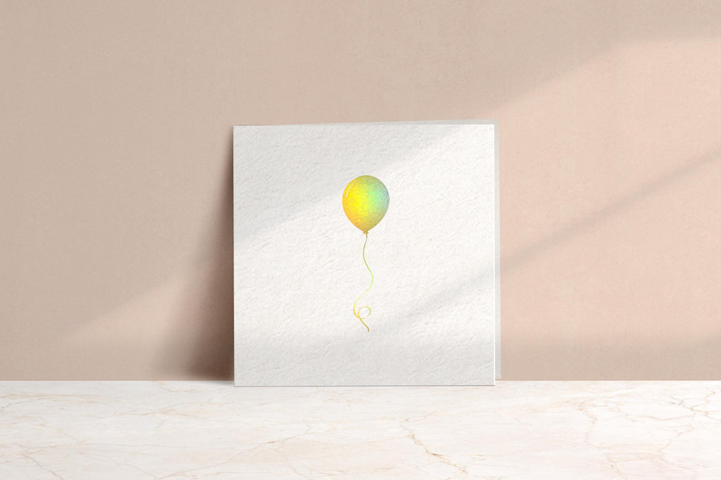 Holographic Gold Foil Balloon Card