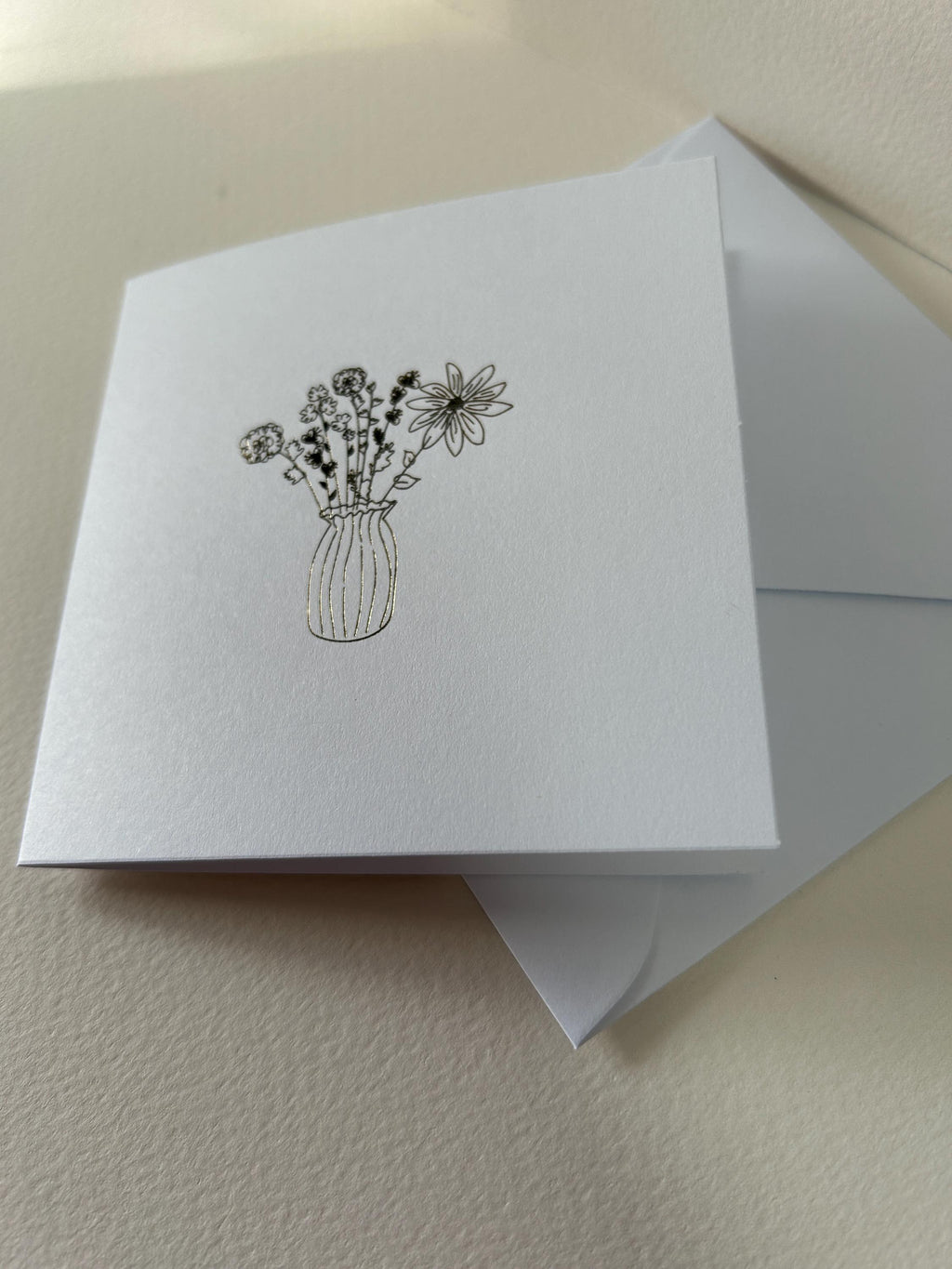 Gold Foil Flowers in Vase Card