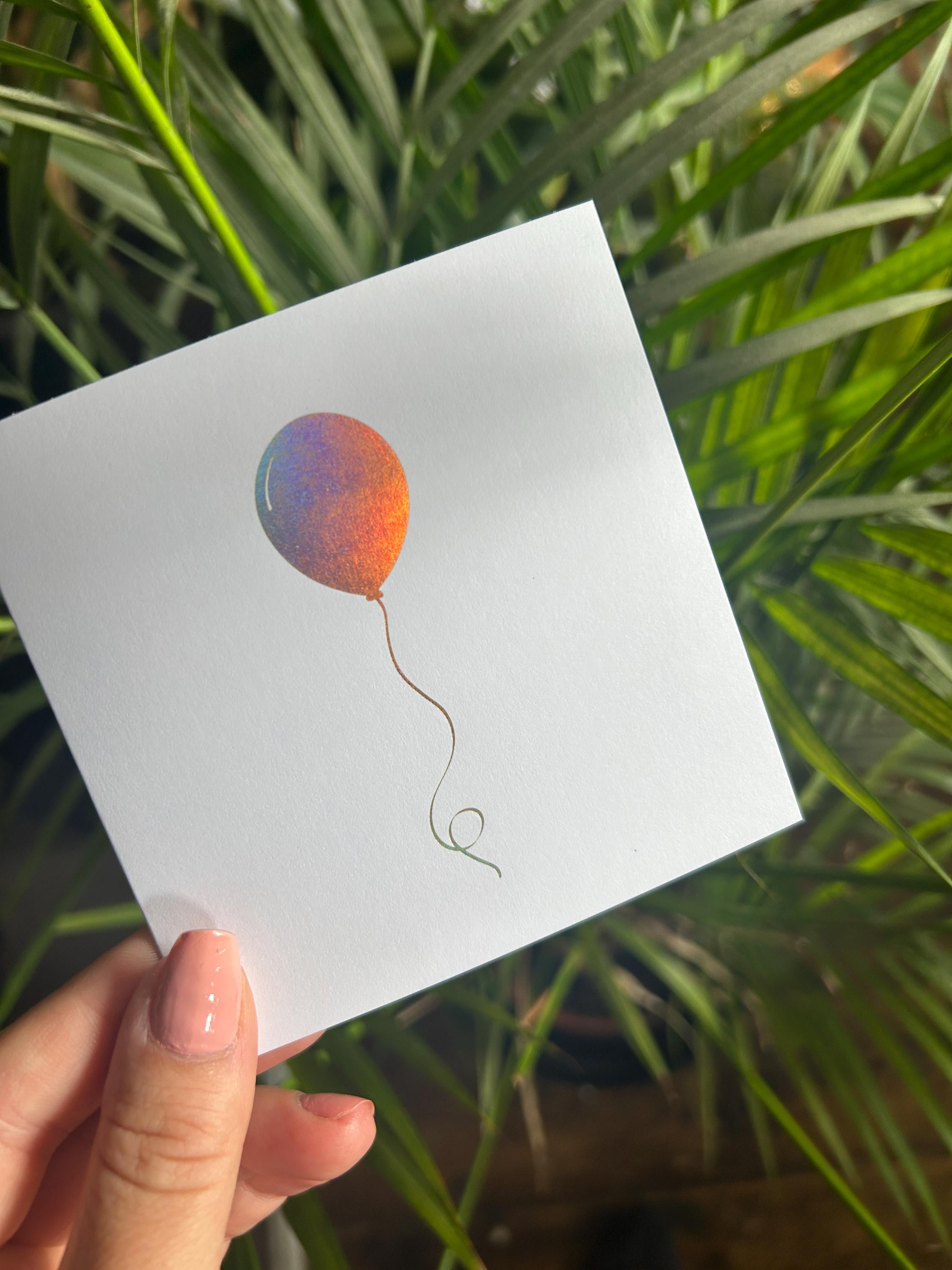 Holographic Gold Foil Balloon Card