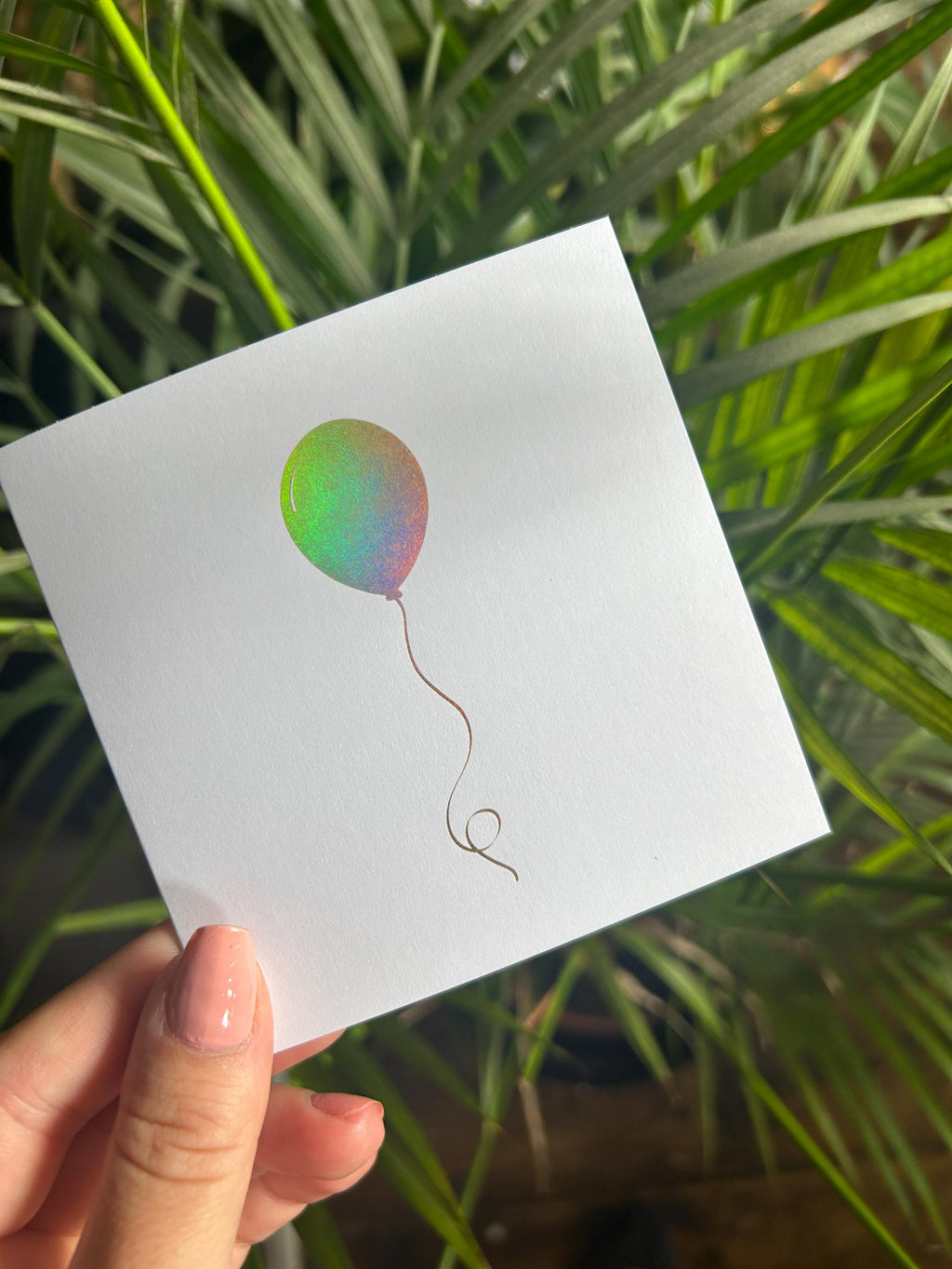 Holographic Gold Foil Balloon Card