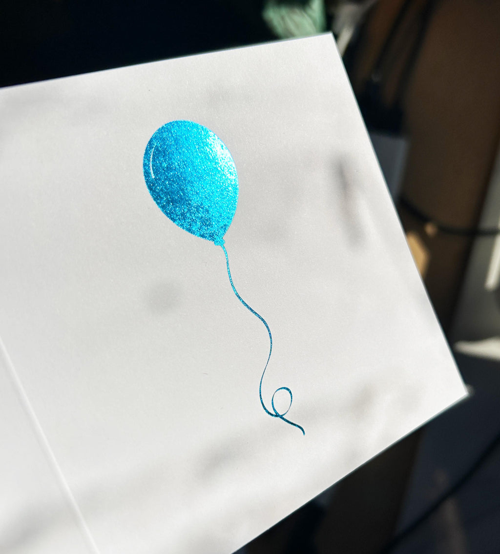 Sparkling Blue Balloon Foil Printed Card