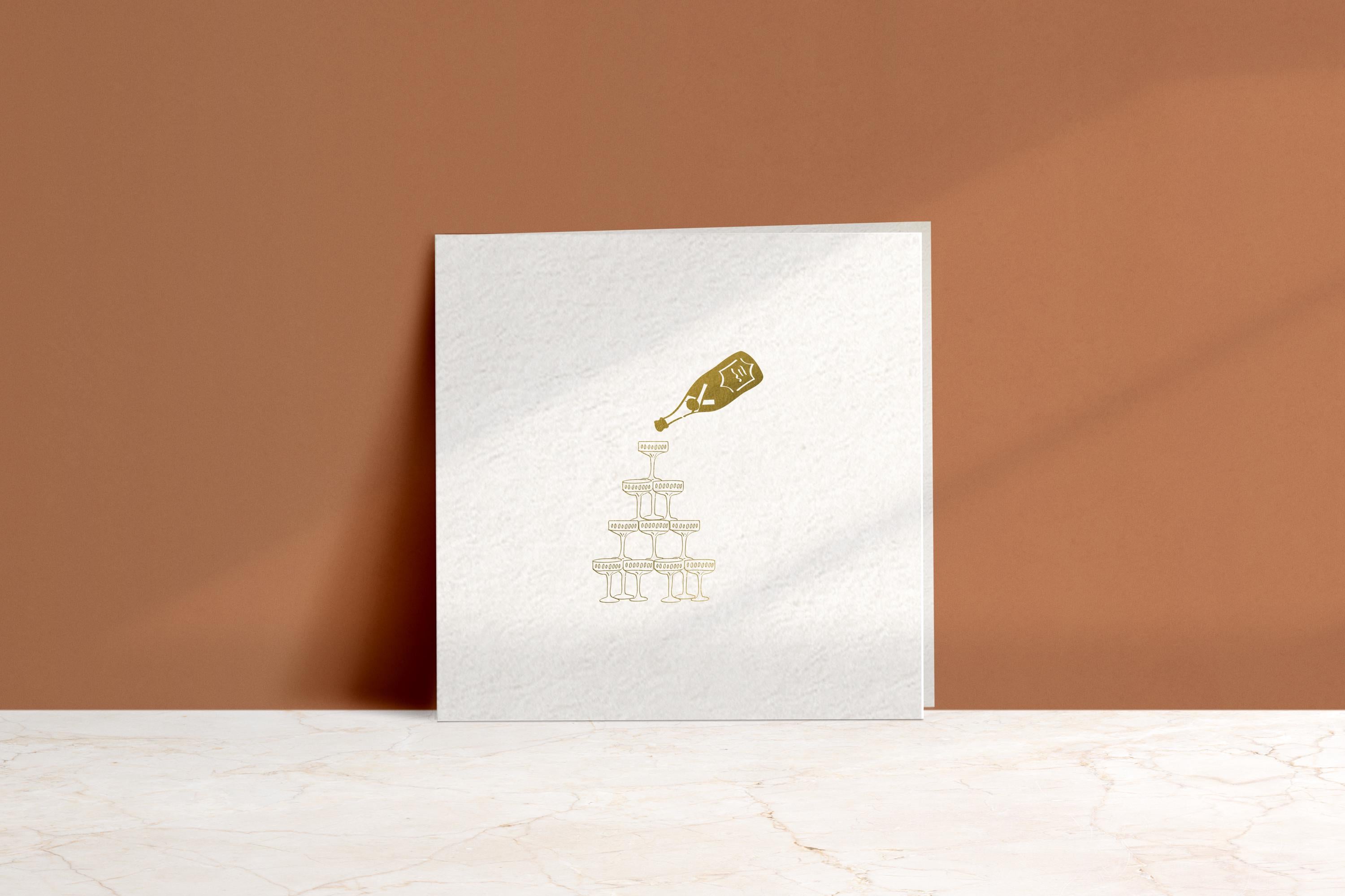 Champagne Tower Gold Foil Card