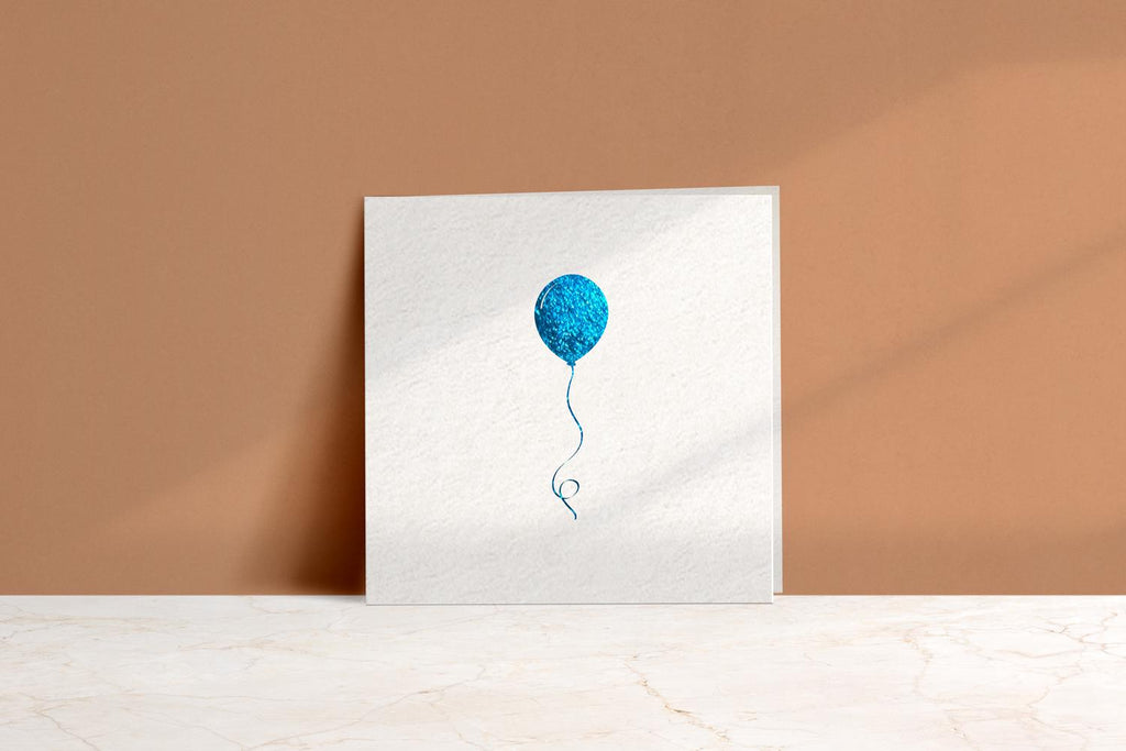 Sparkling Blue Balloon Foil Printed Card