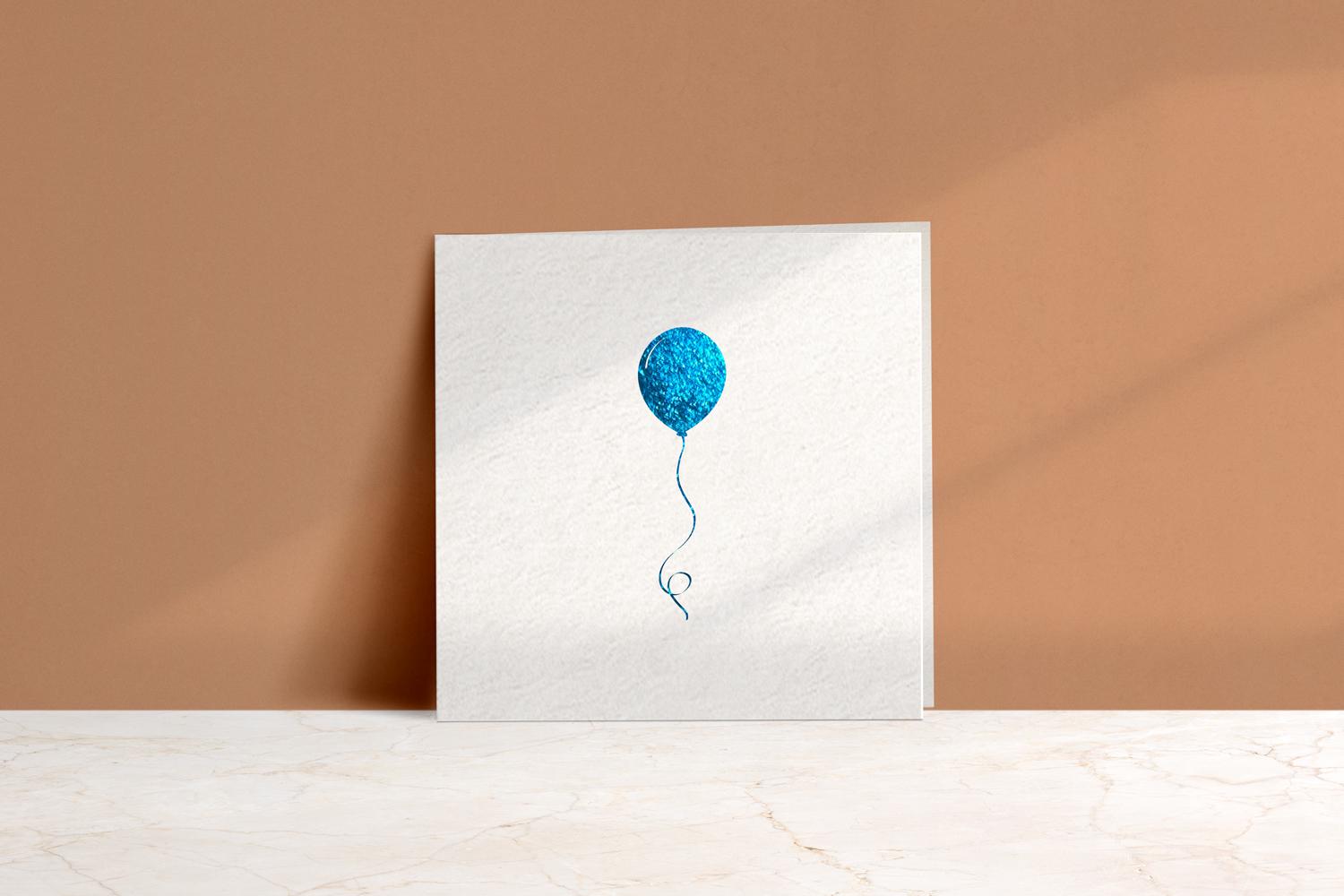 Sparkling Blue Balloon Foil Printed Card