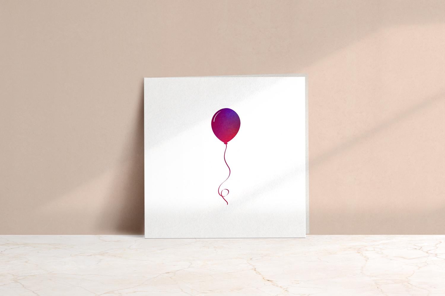 Vibrant Pink Holographic Foil Balloon Card