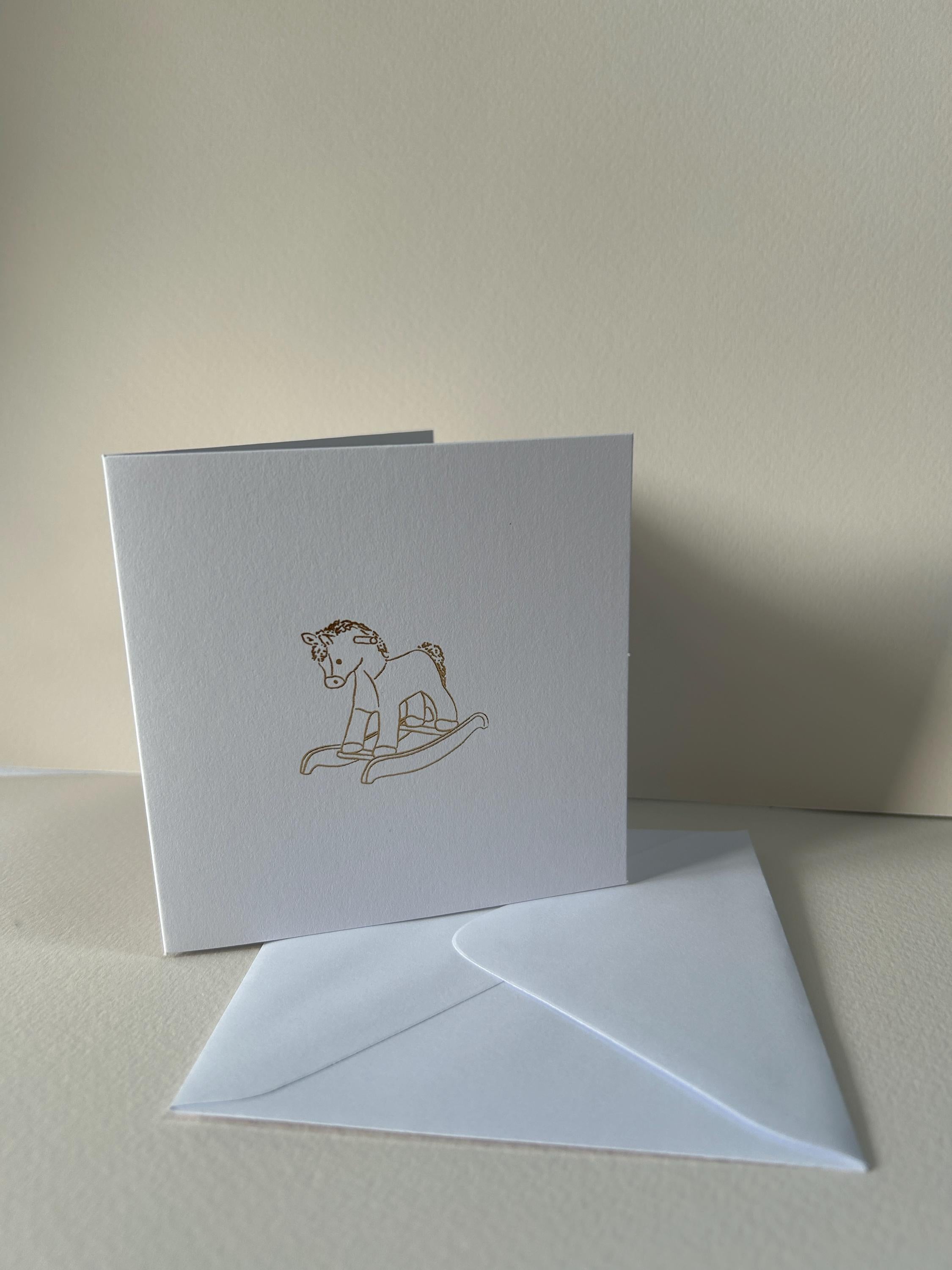 Gold Foil Rocking Horse Card