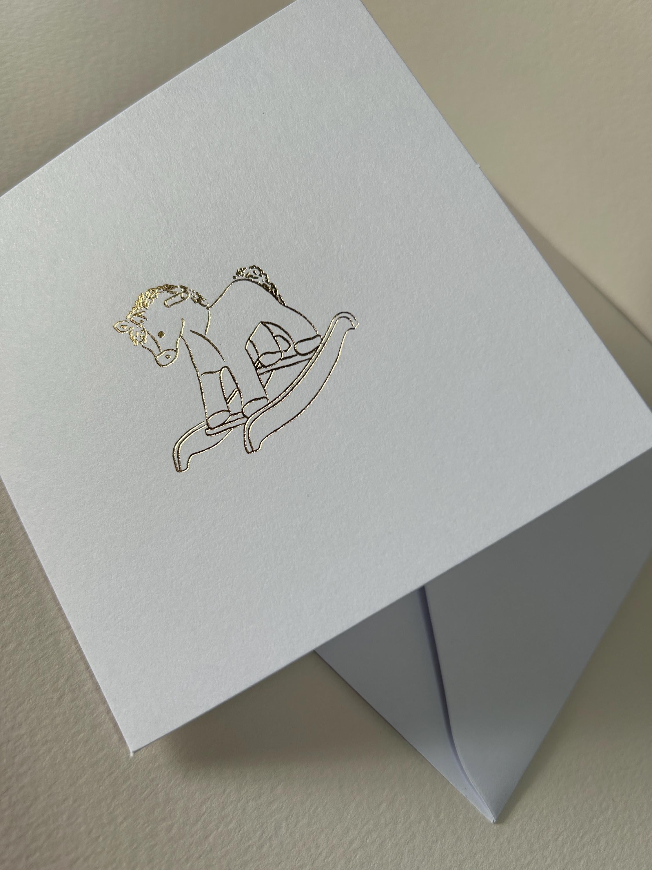 Gold Foil Rocking Horse Card