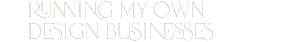 Luxury hand foil printed card reading Running My Own Design Business in pale lettering on a black background